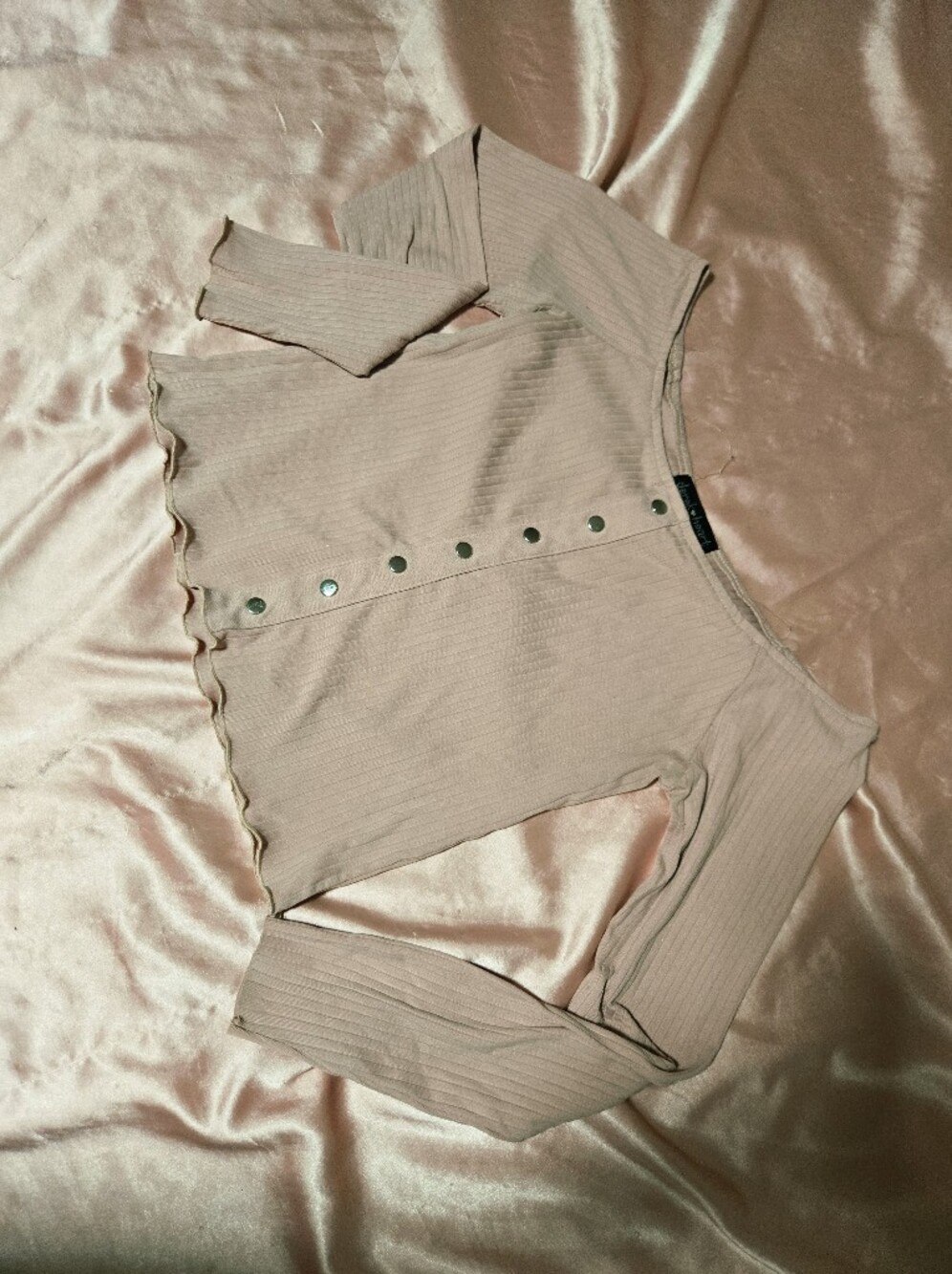 Derek Heart Pink Ribbed Long Sleeve Button Front Top